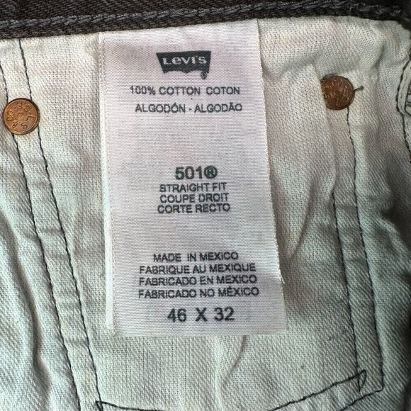 Levi's 501 XX Original Shrink To Fit Jeans Rigid Button Fly Black 46x32(43x30) - Picture 5 of 5